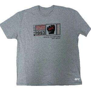 NWT UFC T-Shirt Mens Gray Graphic Tee Cotton Official Licensed Item Fights